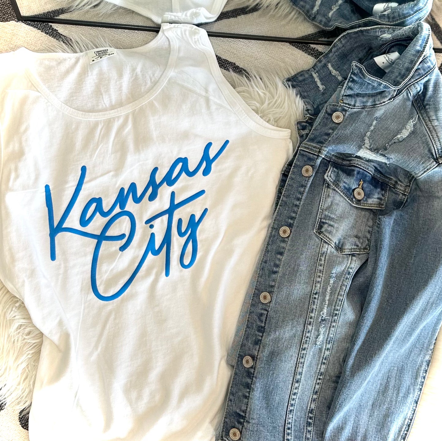 PUFF BLUE KANSAS CITY SCRIPT - WHITE TANK TOP
