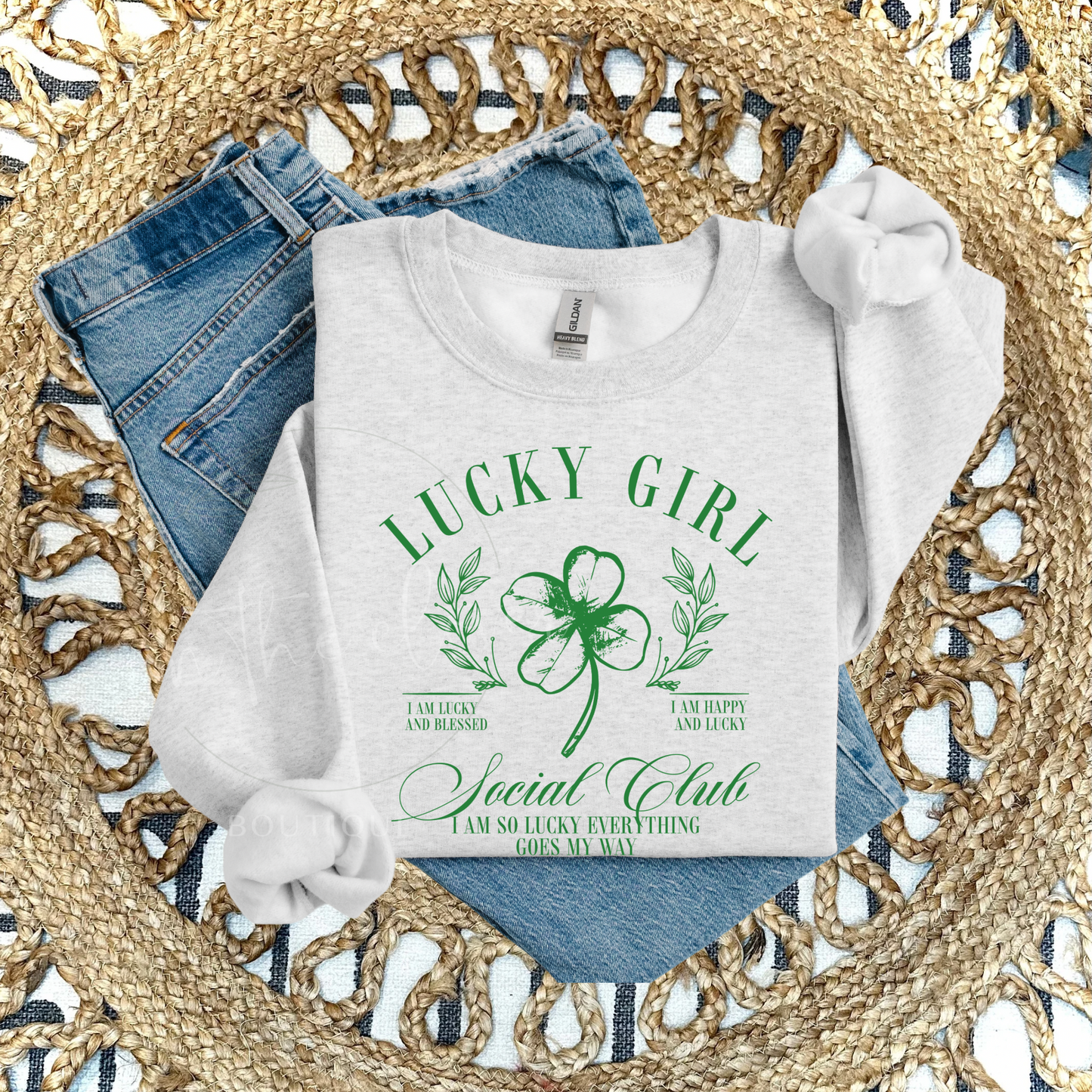GREEN LUCKY GIRL SOCIAL CLUB - ASH CREWNECK