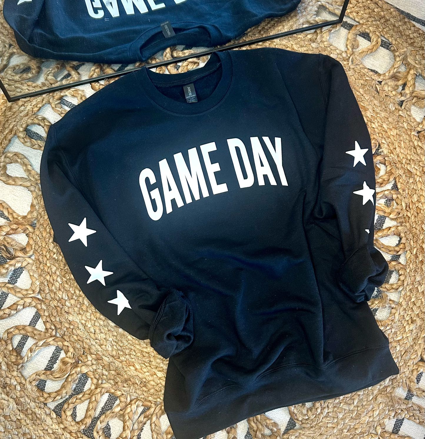 Basic GAME DAY with Stars on Sleeves - BLACK CREWNECK