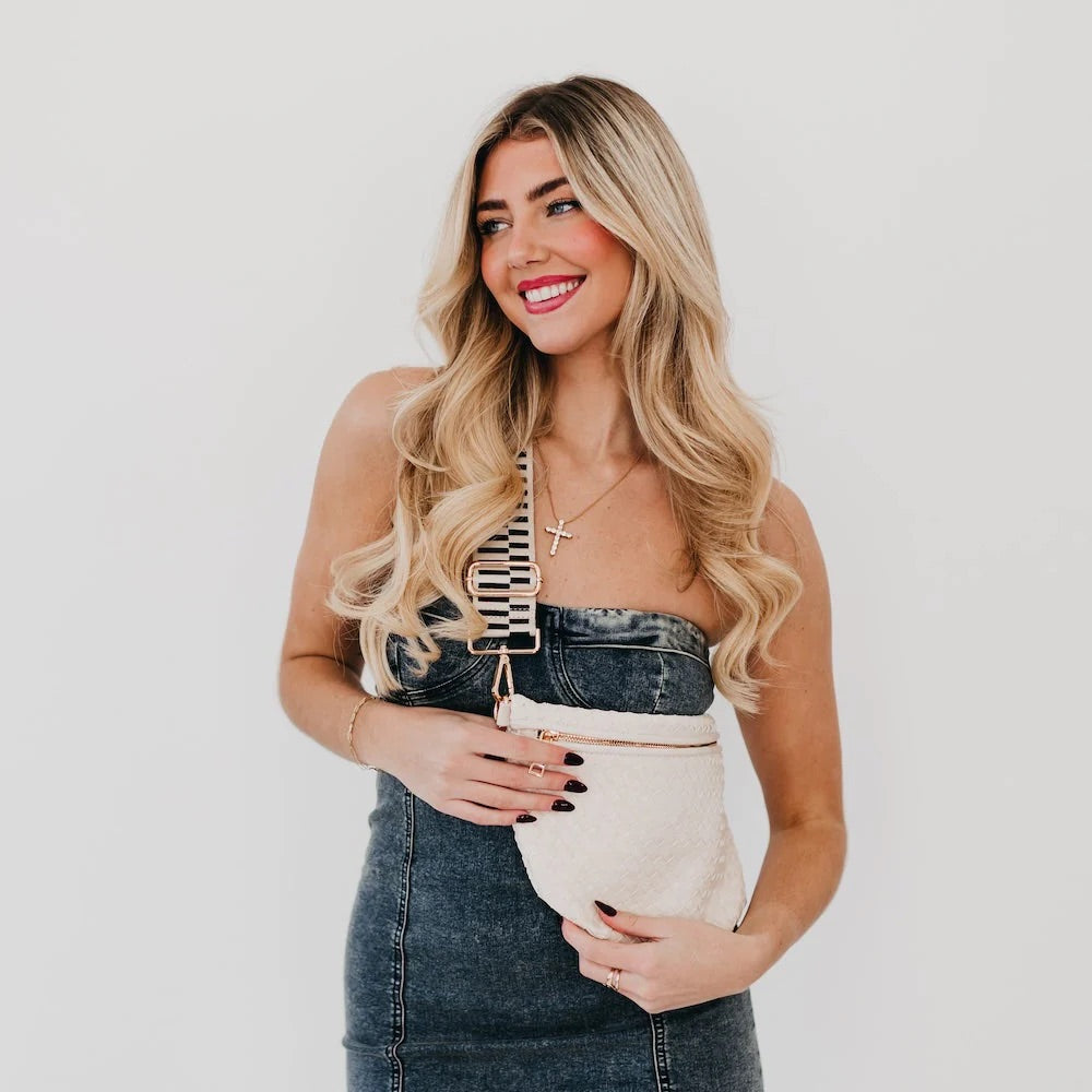 White Woven Sling Bag