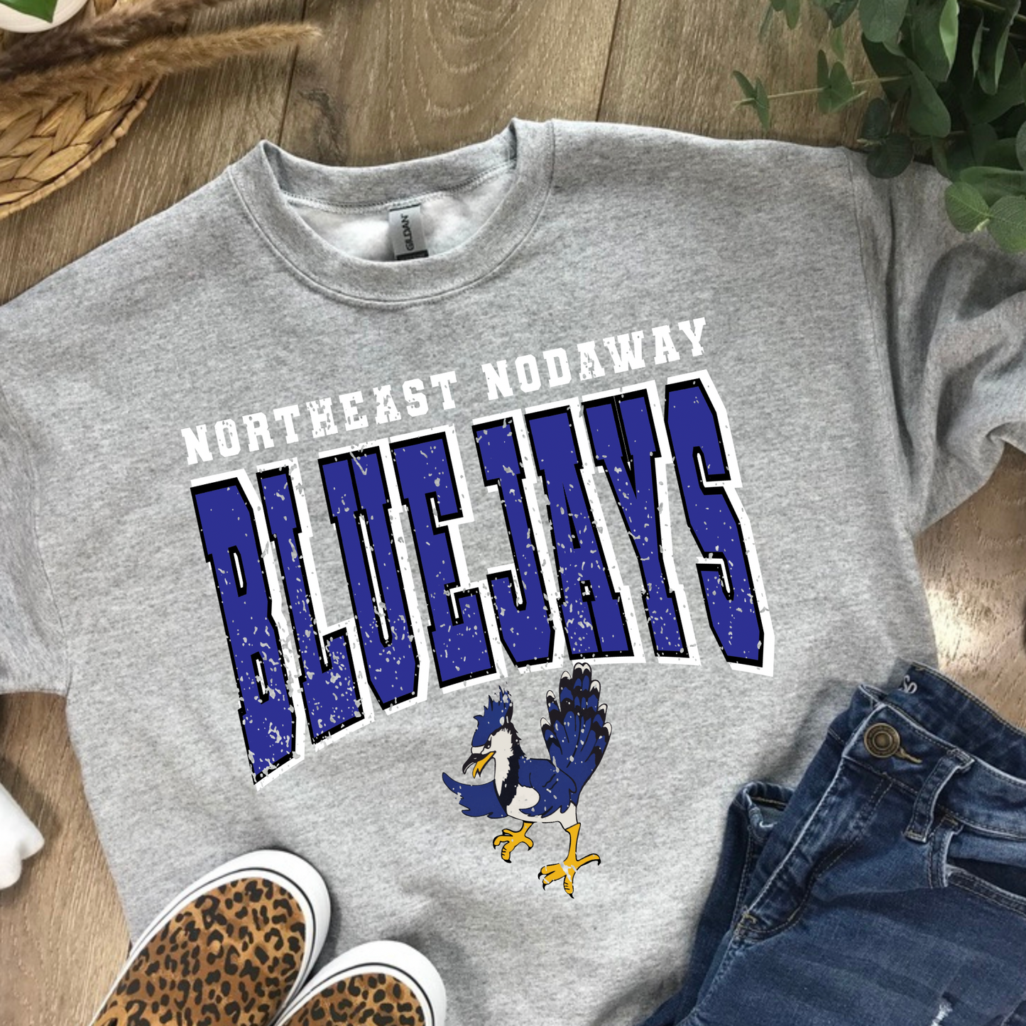 Northeast Nodaway Bluejays Distressed Crewneck