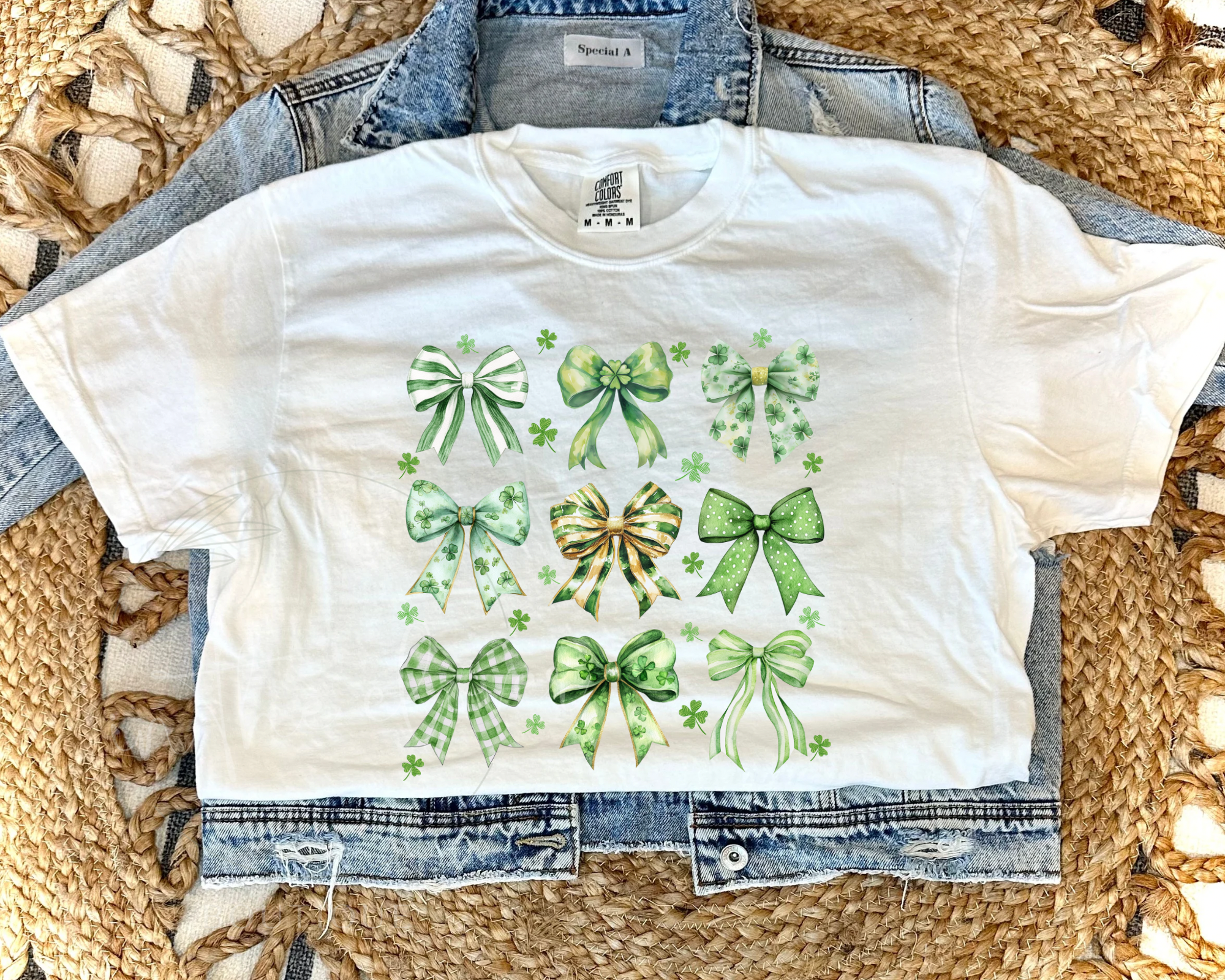 ST. PATRICK'S DAY COQUETTE BOW - WHITE TEE