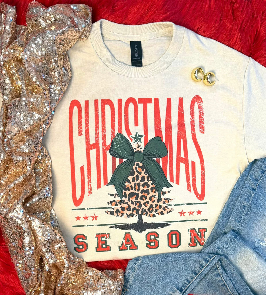 Christmas with Leopard Tee - Natural Tee