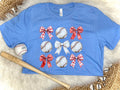 BASEBALL COQUETTE BOW COLLAGE - HEATHER BLUE TEE