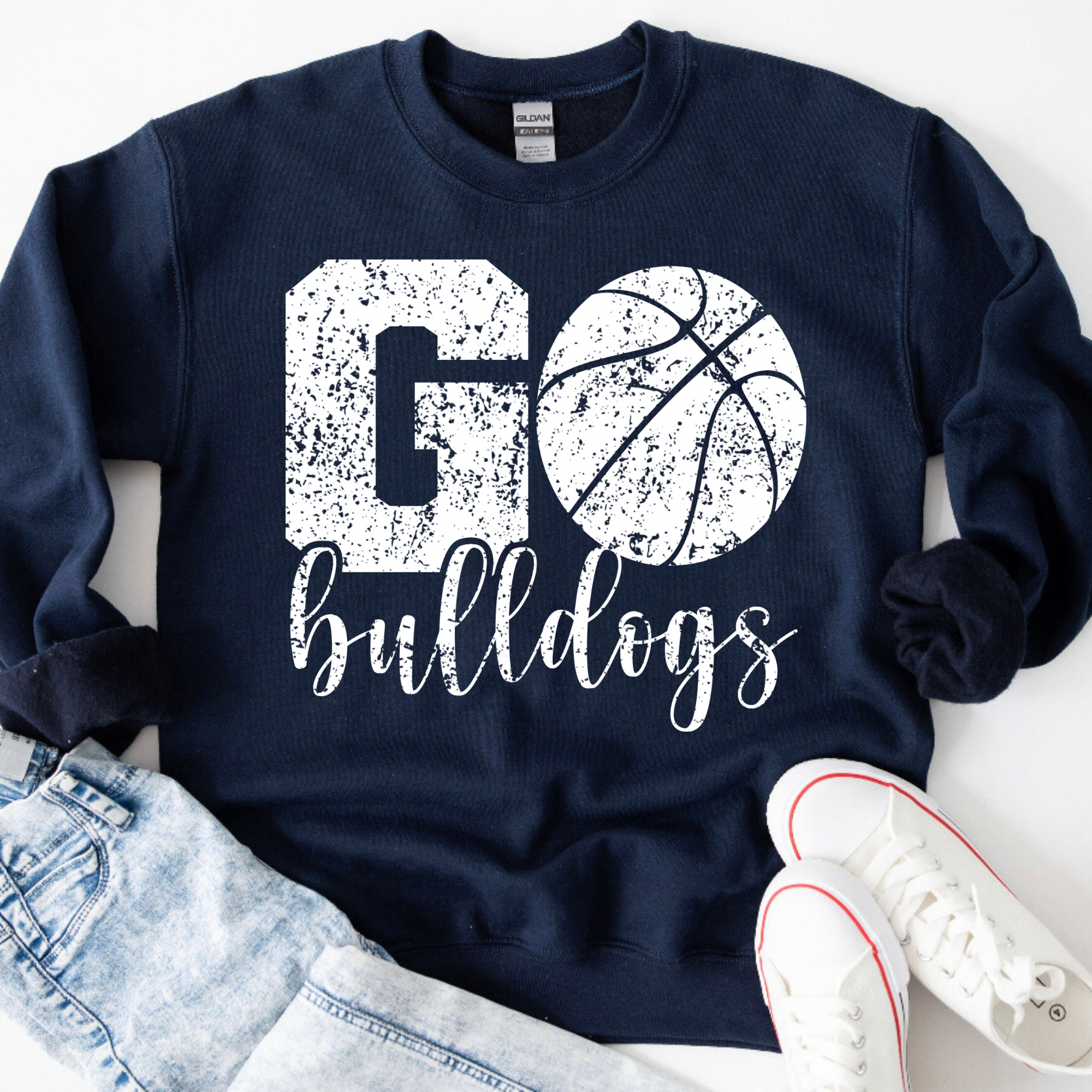 Go Bulldogs Basketball Navy Crewneck