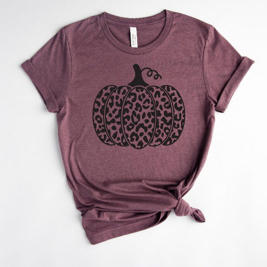 Leopard Pumpkin Maroon Tee