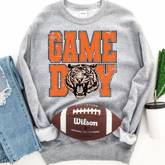 Red Oak Tigers Distressed Game Day Grey Crewneck