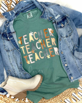 REPEAT FLORAL TEACHER - GREEN TEE
