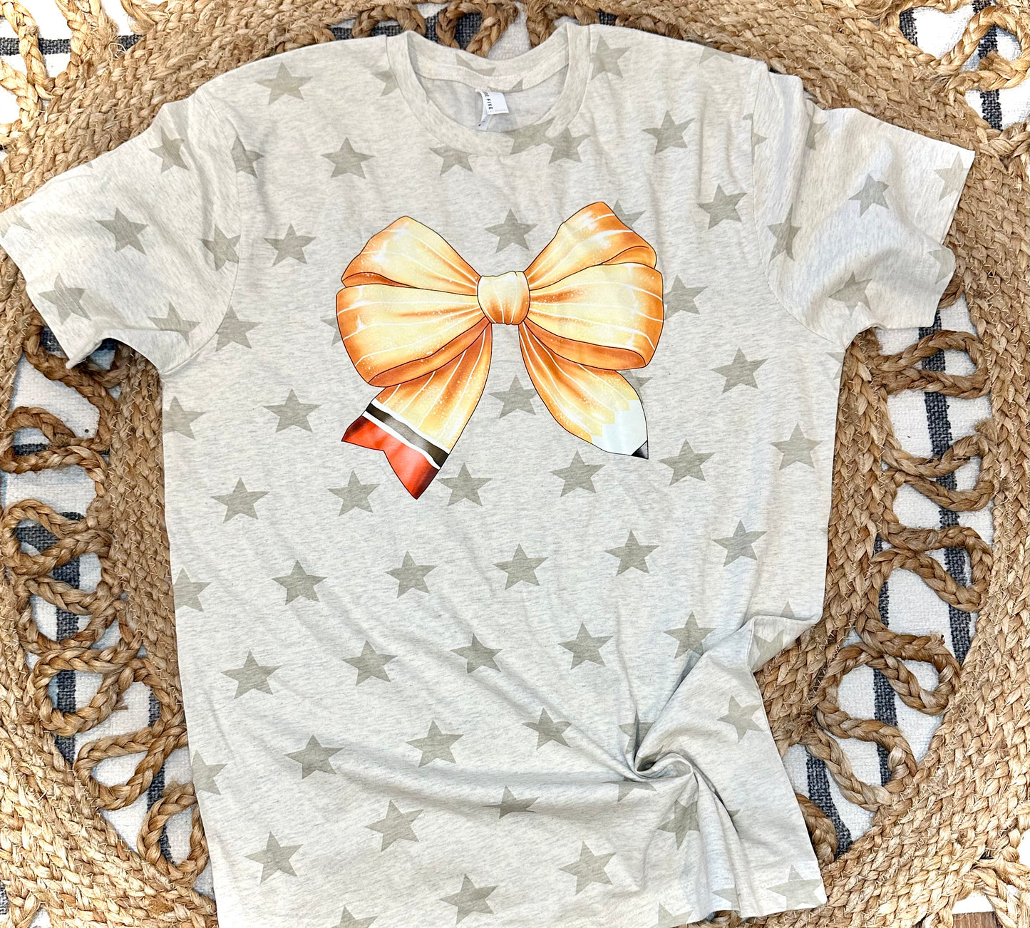 COQUETTE PENCIL BOW - HEATHER STAR TEE