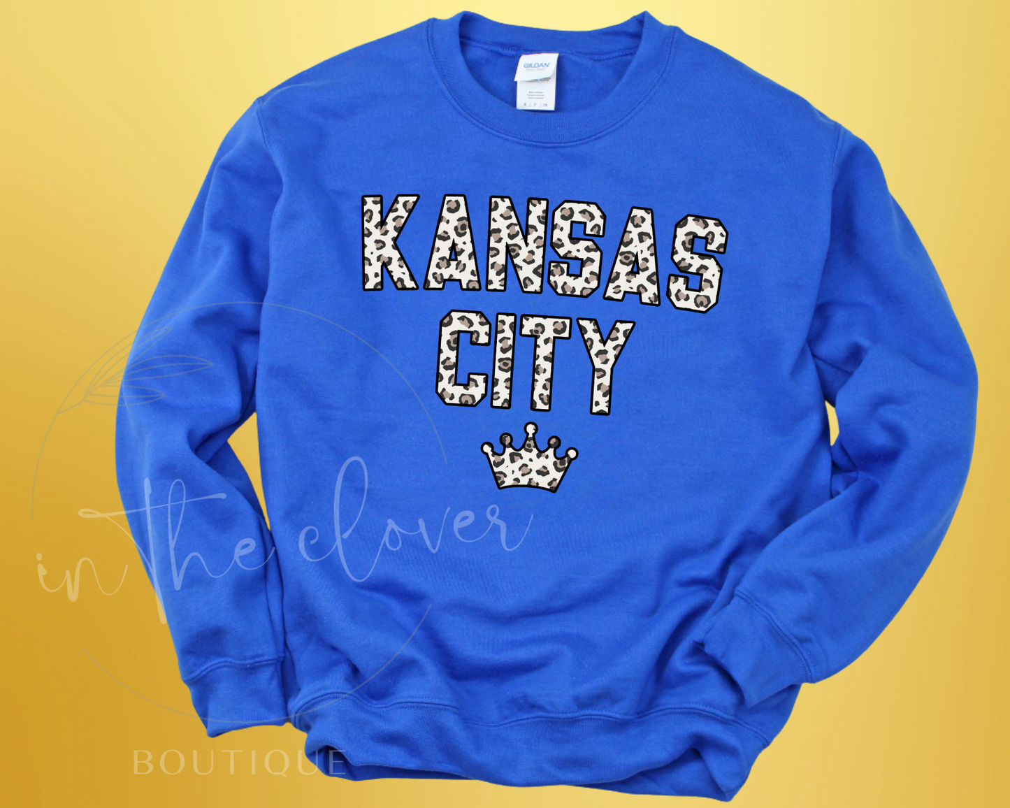 LEOPARD KANSAS CITY- BLUE CREWNECK