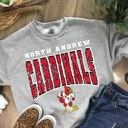 North Andrew Cardinals Distress Crewneck