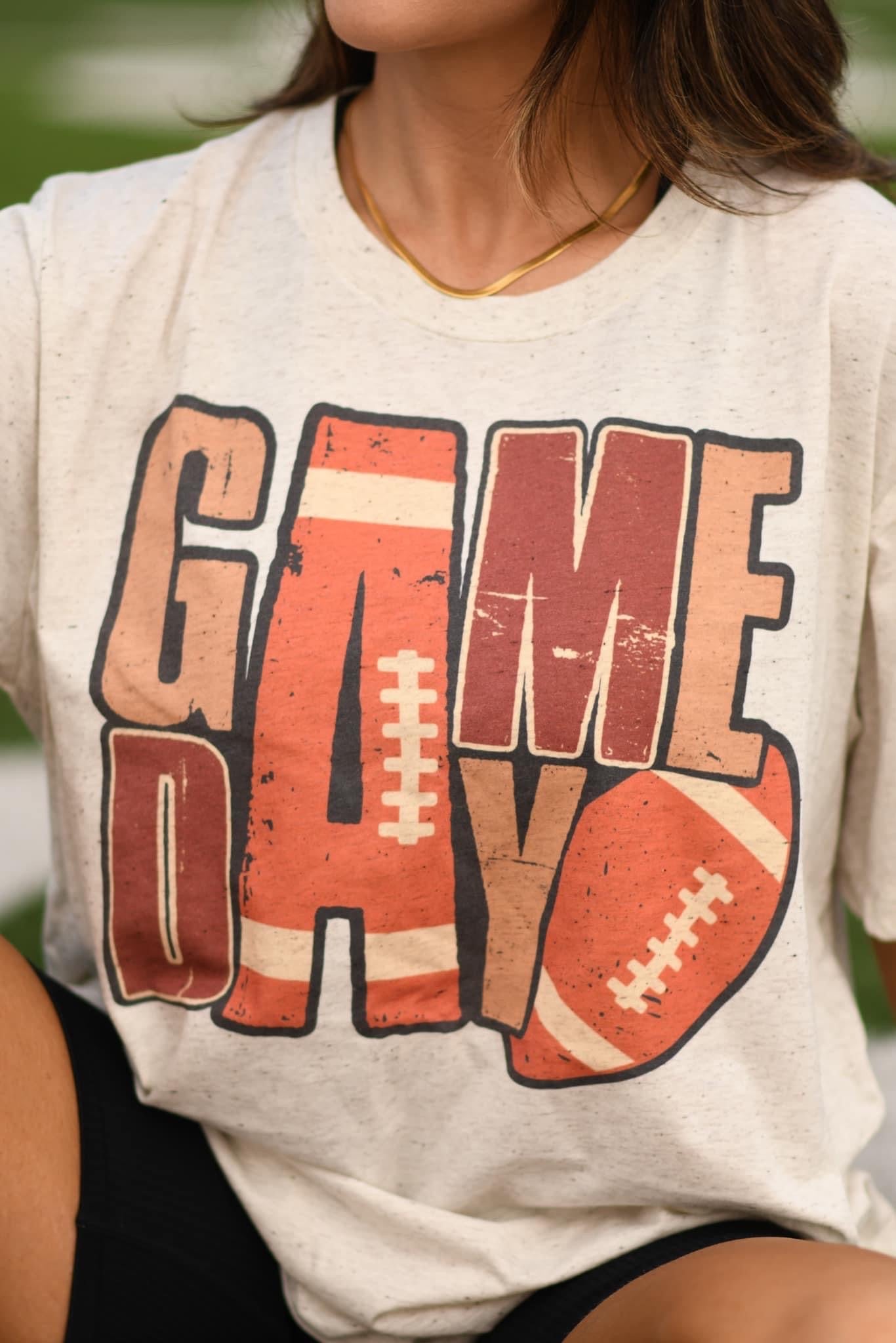 GAME DAY FOOTBALL BLOCK - OATMEAL TEE