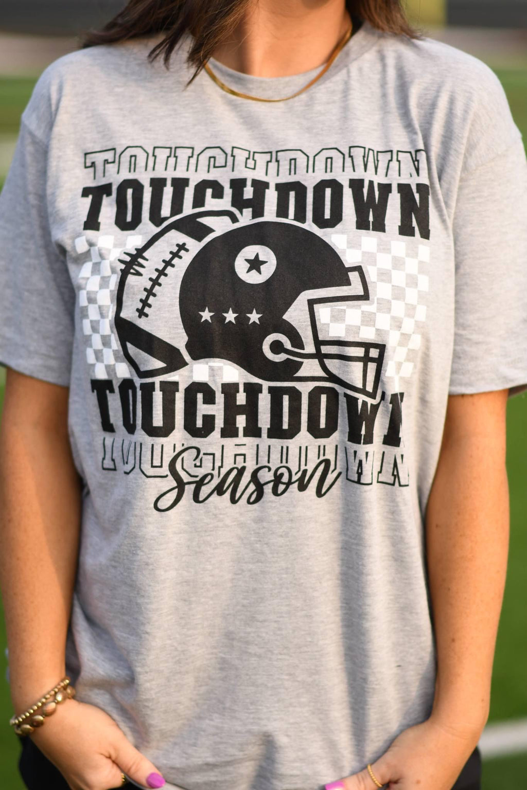 CHECKERED TOUCHDOWN SEASON - GRANITE TEE