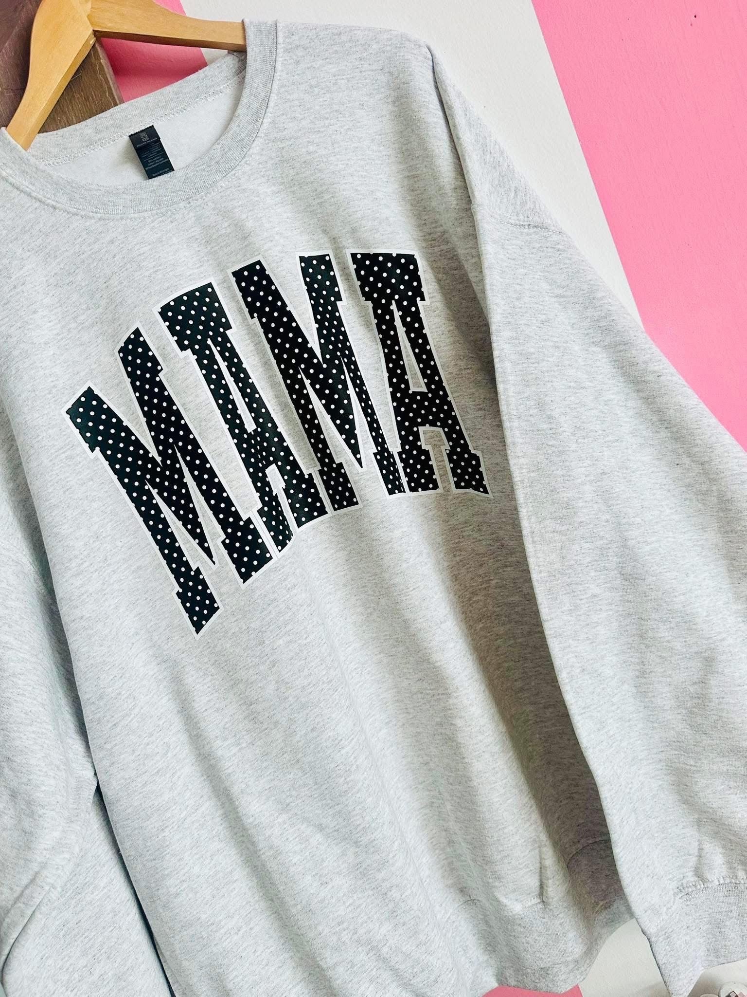 Black Polka Dot Mama - Ash Crewneck Sweatshirt