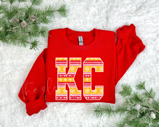 KC UGLY SWEATER - RED CREWNECK