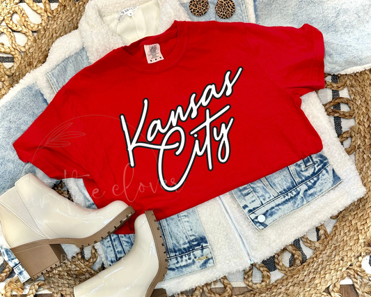 Black Kansas City Script - Red Tee