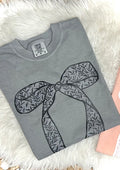 LACE COQUETTE BOW - GREY TEE