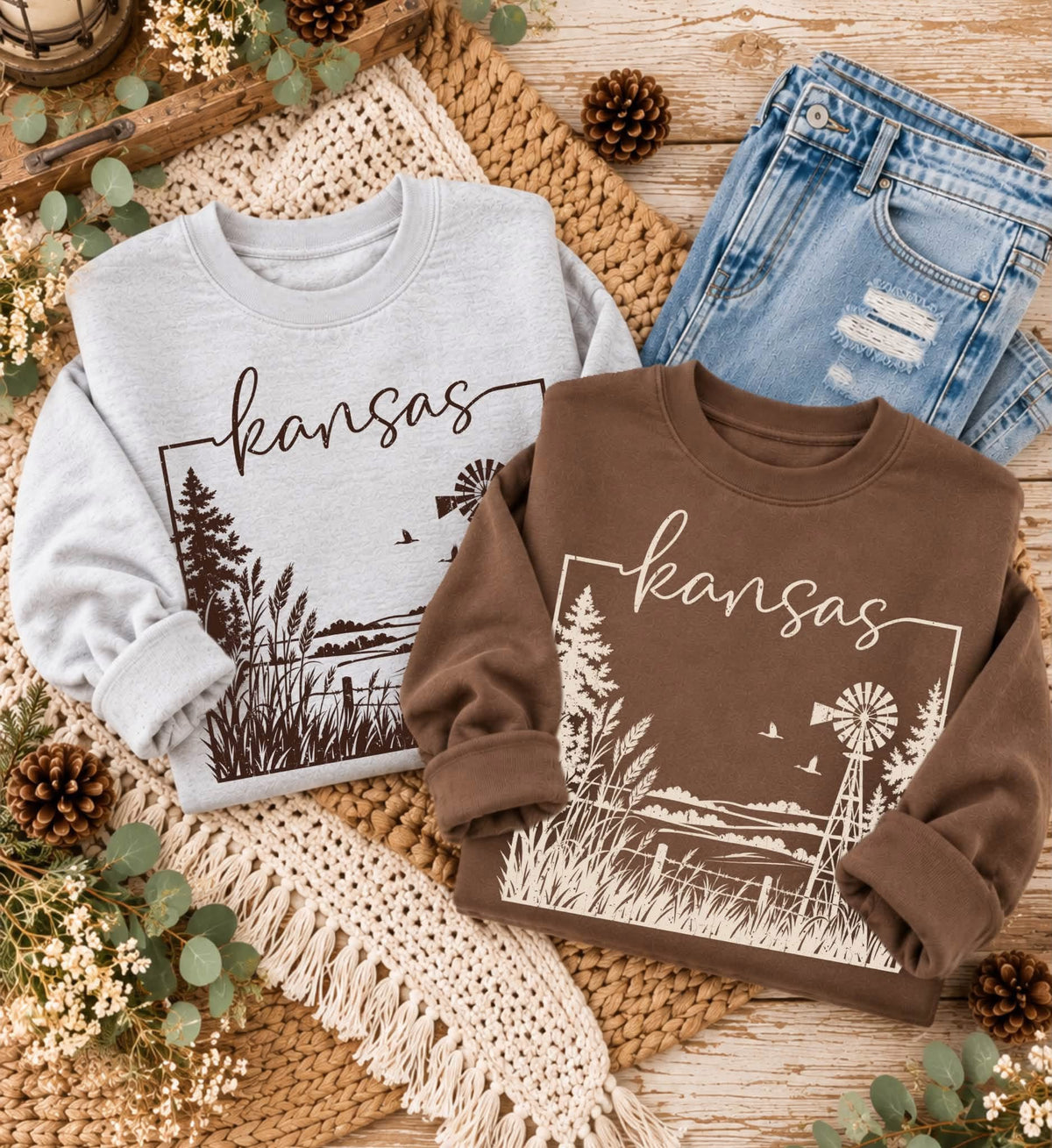 Kansas Silhouette - Brown Sweatshirt