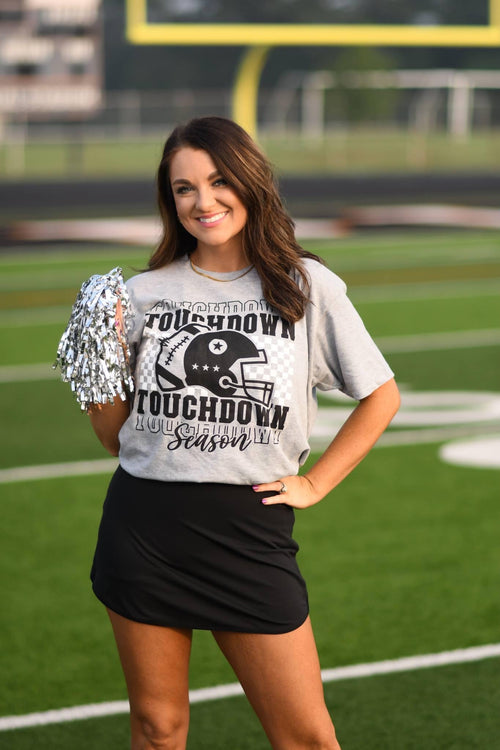 CHECKERED TOUCHDOWN SEASON - GRANITE TEE