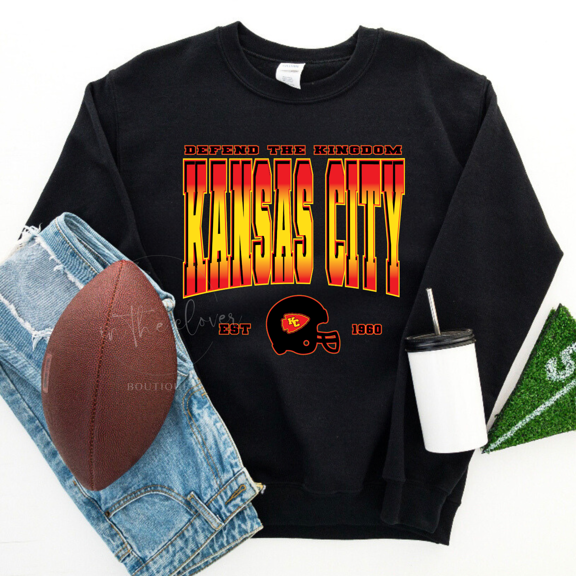 Defend the Kingdom Ombre Black Crewneck