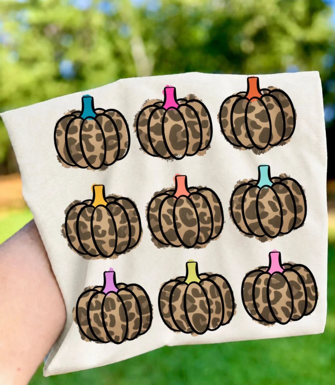 Leopard Pumpkin Collage - Ivory Tee