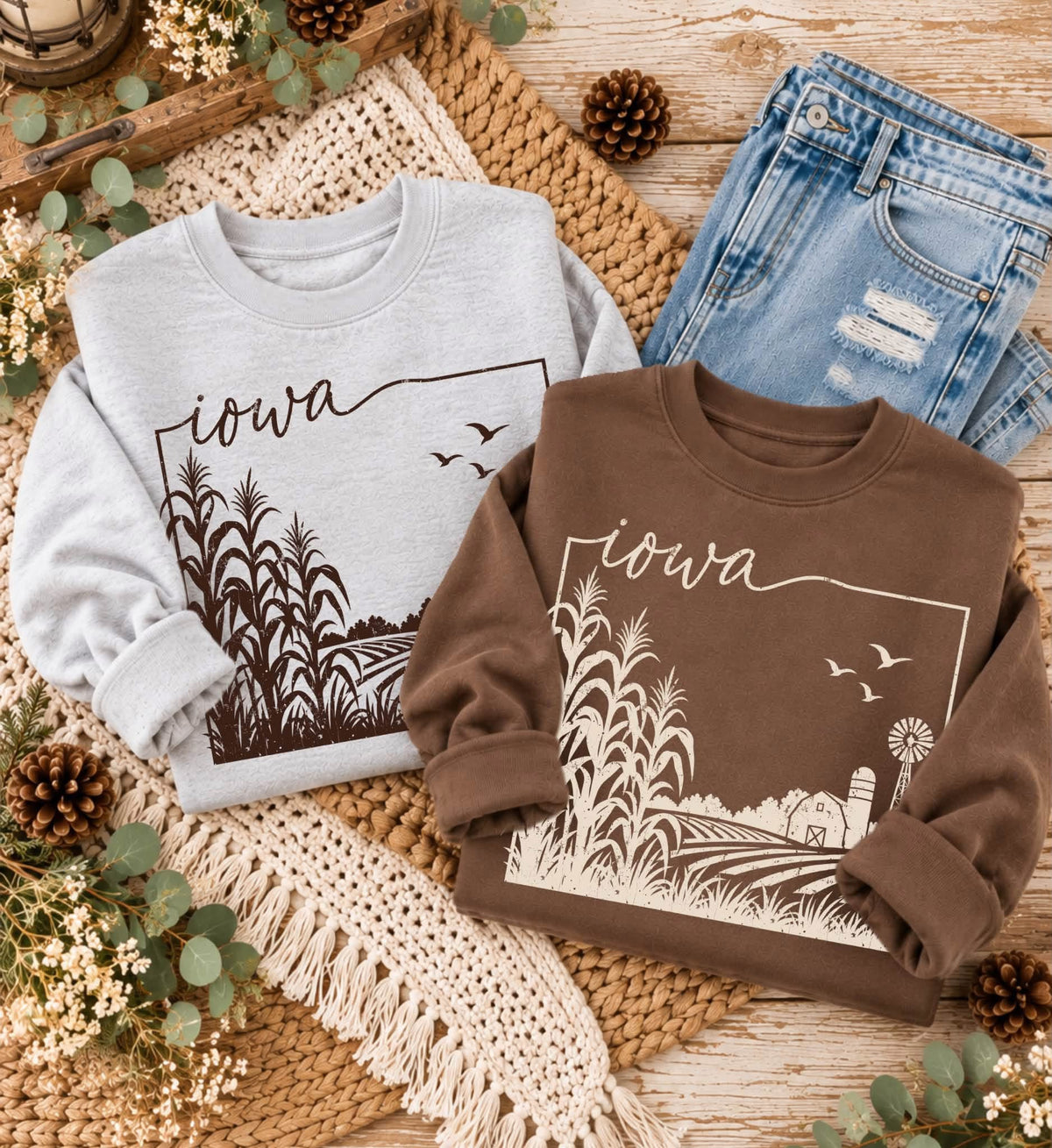 Iowa  Silhouette - Brown Sweatshirt