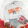 KANSAS CITY CHECKERED BOW - ASH CREWNECK