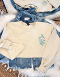 Embroidered Floral Cross - Sand Crewneck