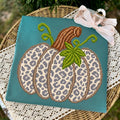 Faux Yarn Stitch Leopard Pumpkin - Seafoam Tee