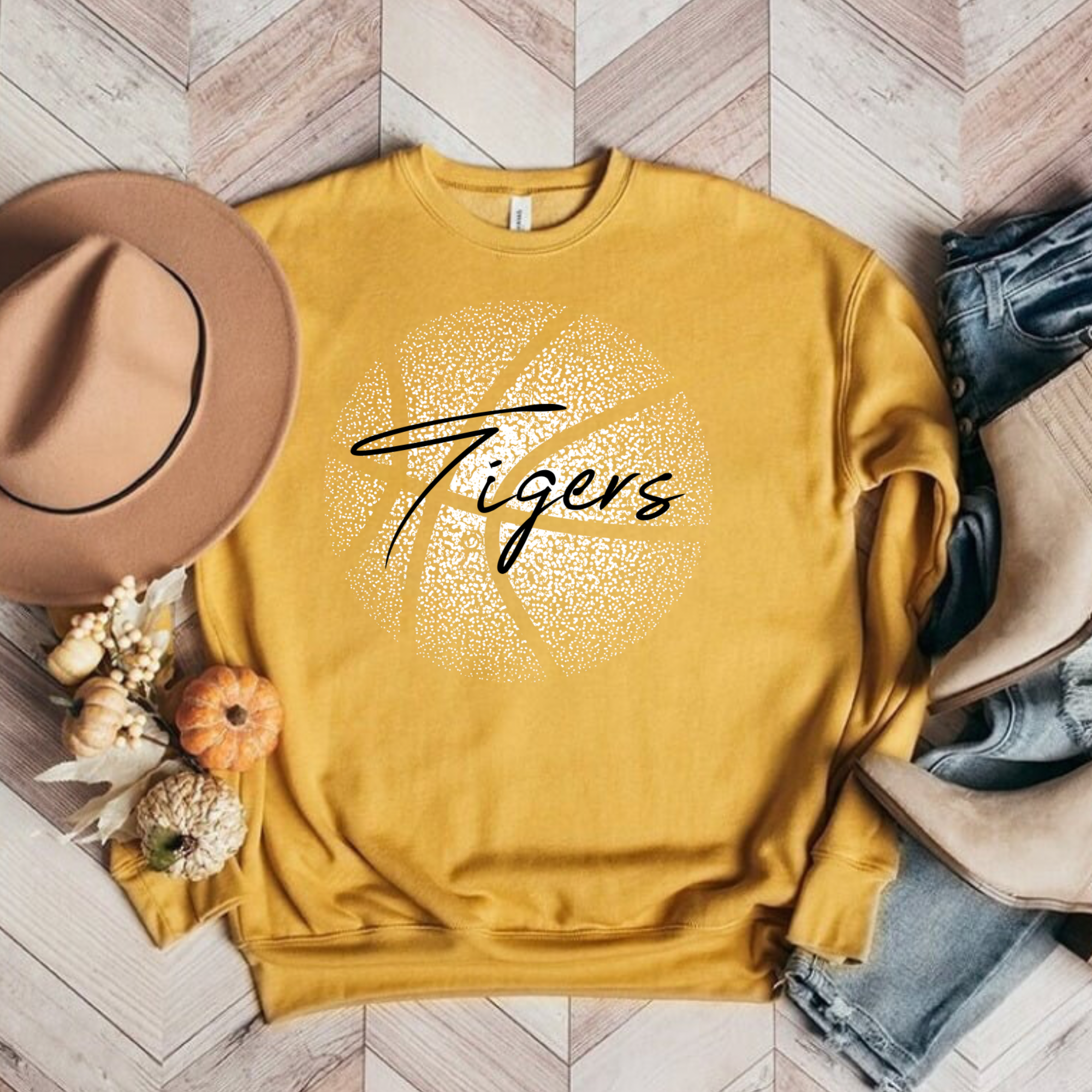 Dotted Tigers Basketball Bella Canvas Crewneck