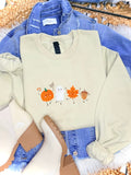 Embroidered Fall Characters - Sand Crewneck Sweatshirt
