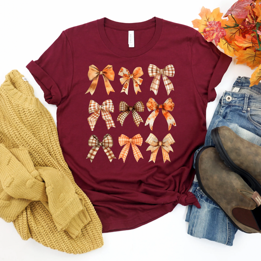 FALL COQUETTE BOWS - MAROON TEE