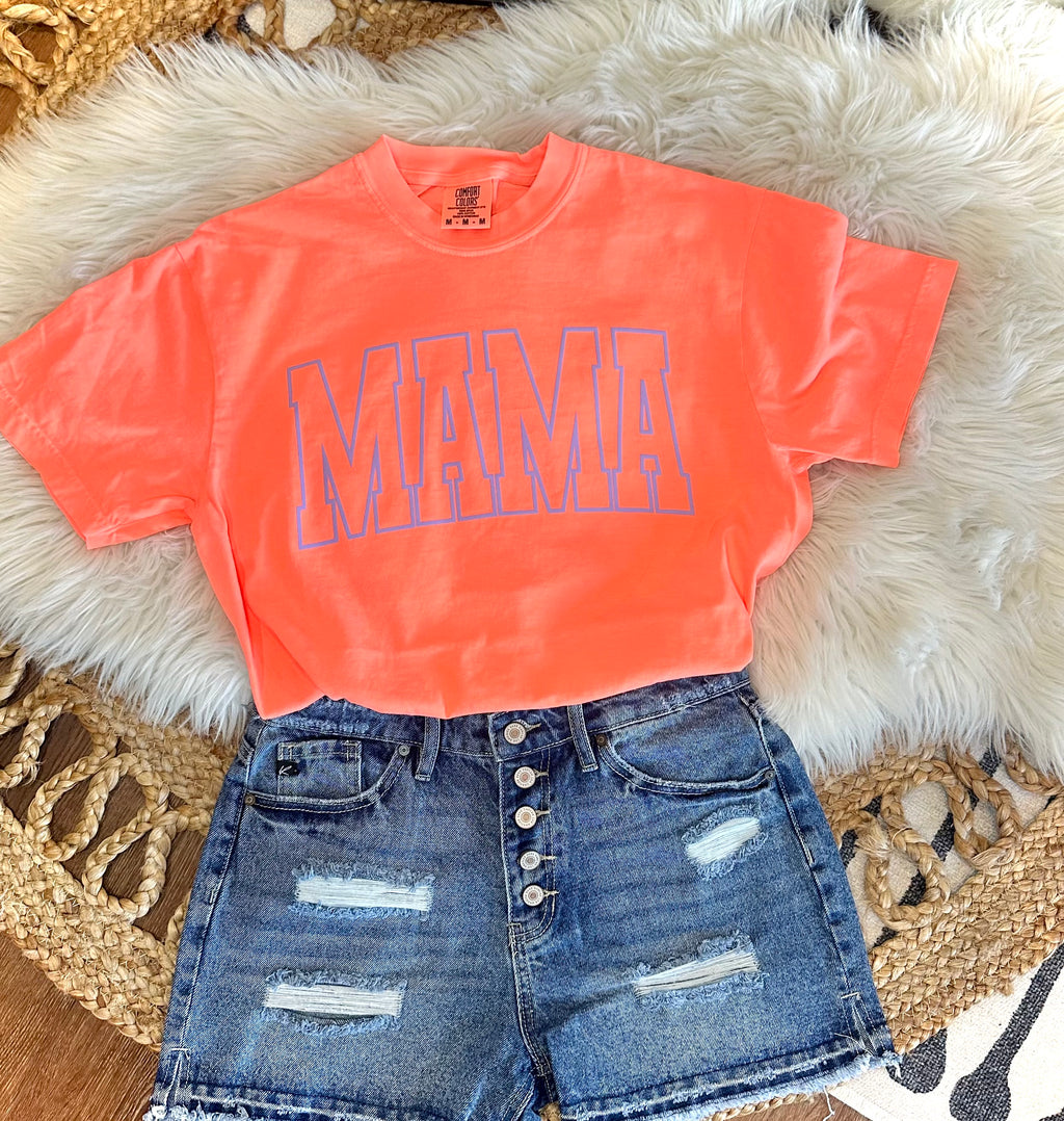 PUFF MAMA - NEON RED ORANGE TEE