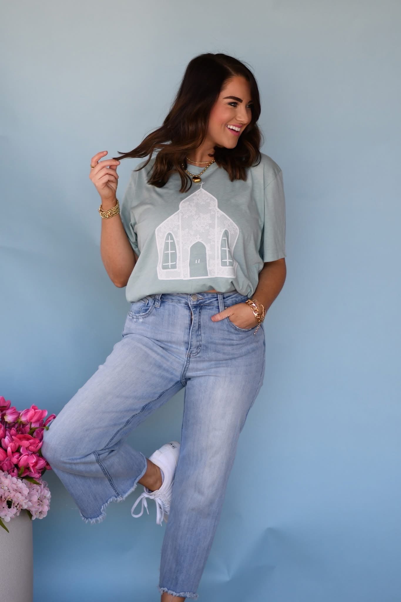 LACE CHURCH - SAGE TEE