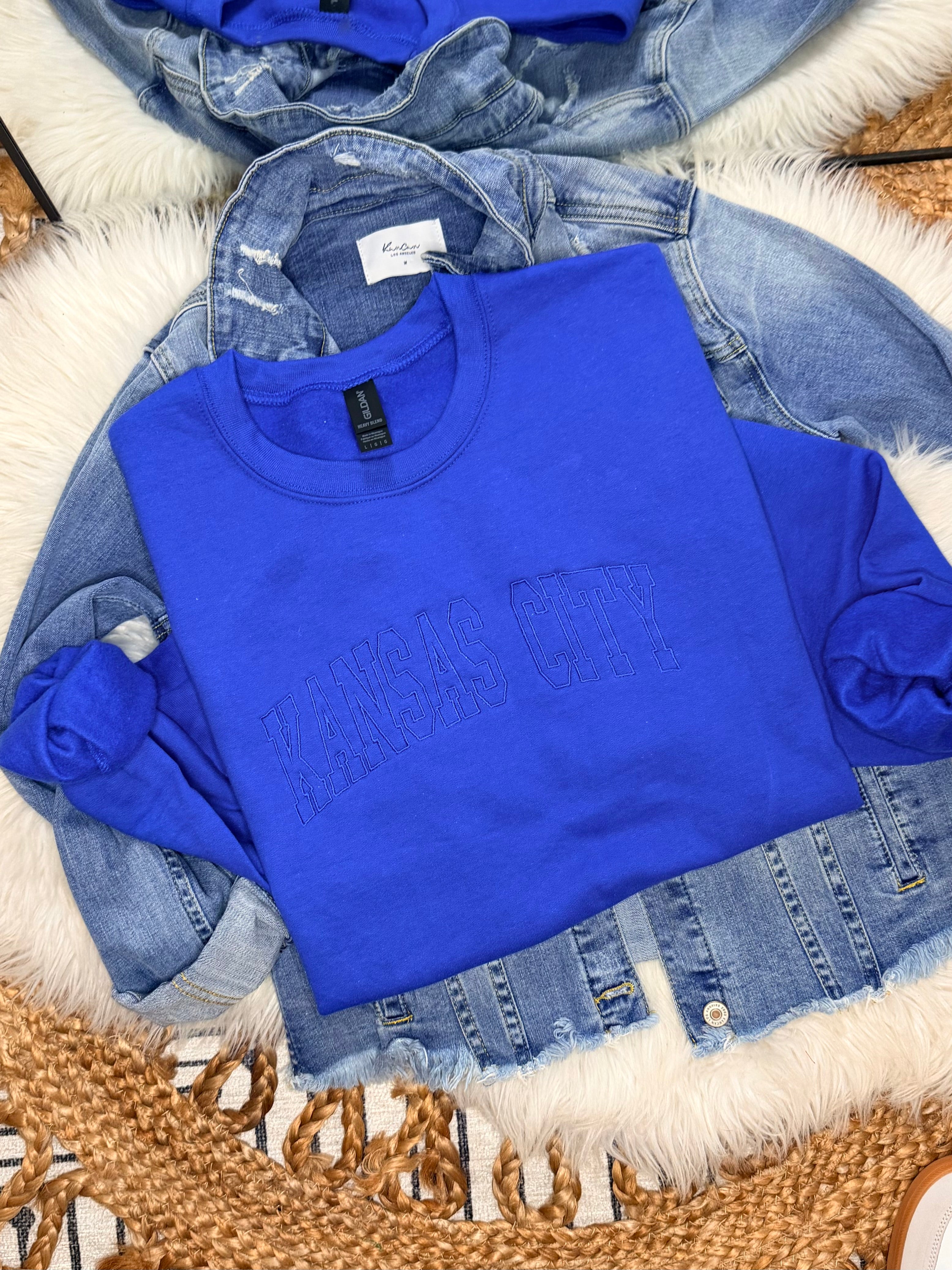 Monochrome Kansas City - Blue Crewneck Sweatshirt