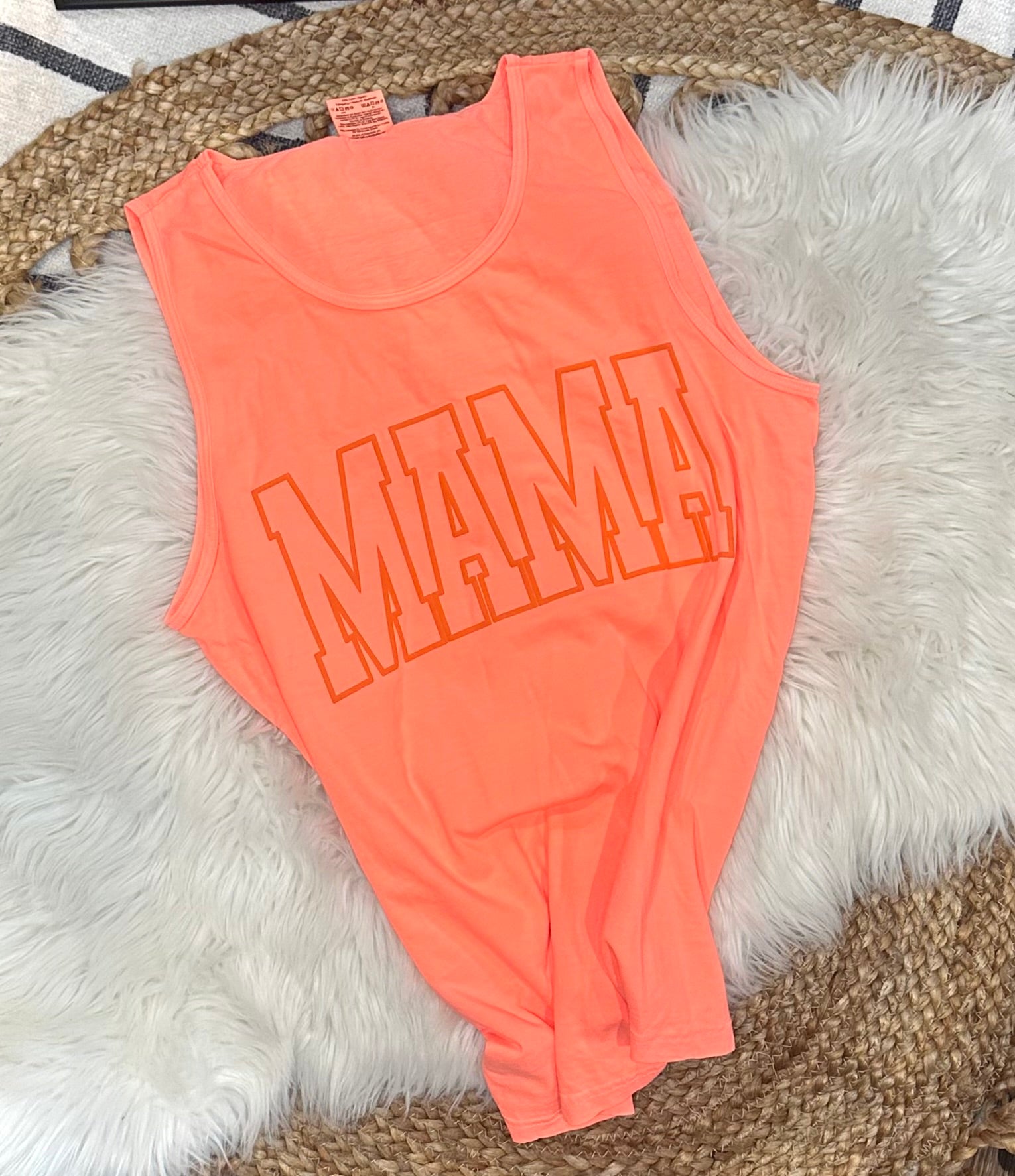 Puff Mama TANK TOP - NEON RED/ORANGE