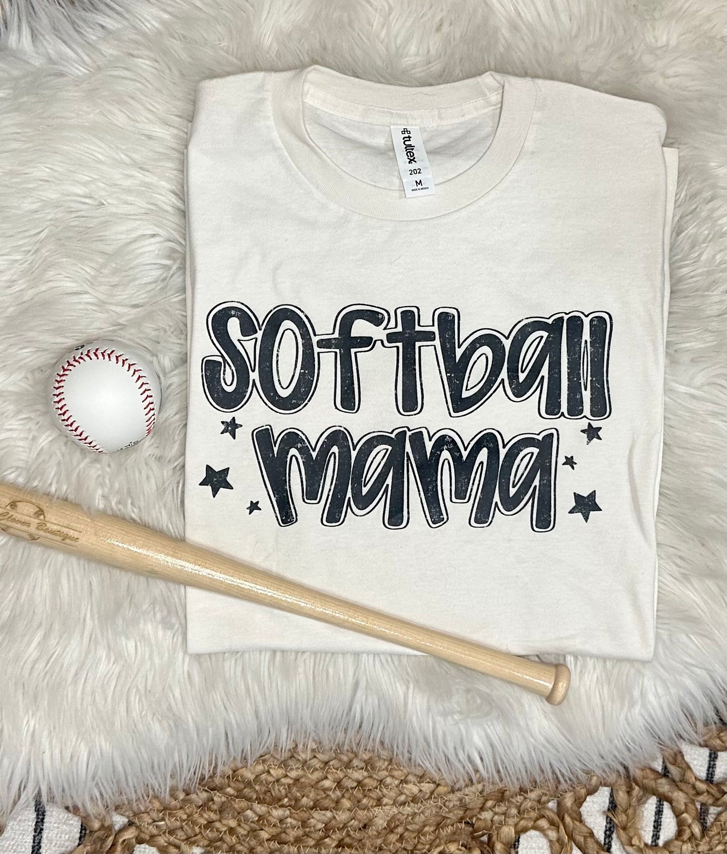 DOODLE SOFTBALL MAMA - OFF WHITE TEE