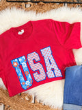 Patterned USA - Red Tee