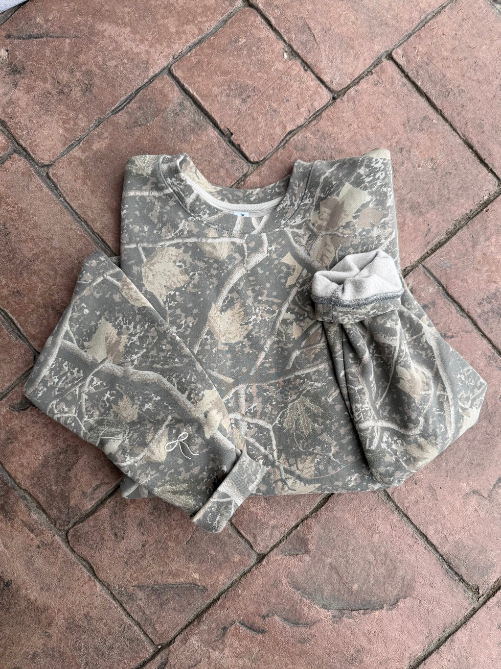 Camo Sweatshirt with Bow Detail