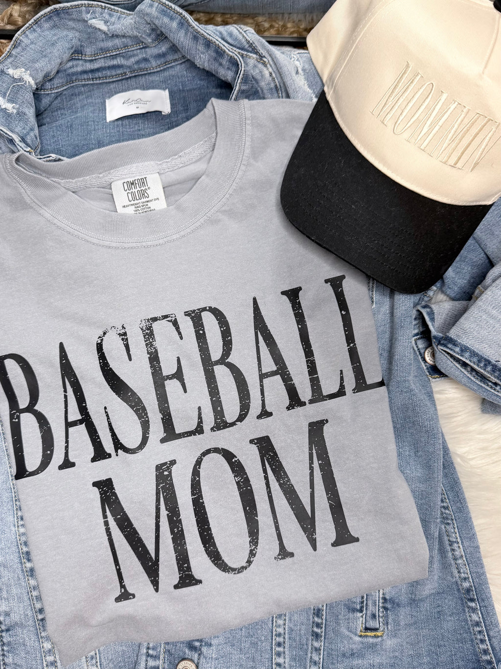 Basic Baseball Mom - Grey Tee