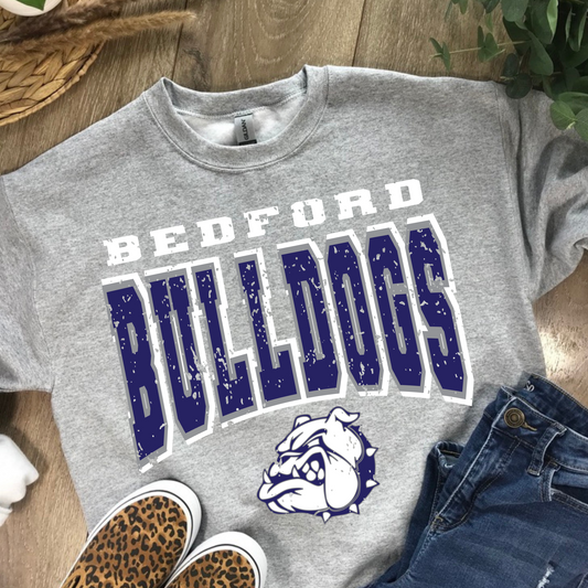 Bedford Bulldogs Distressed Crewneck