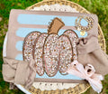 Blue Stripes & Floral Pumpkin - Brown Crewneck