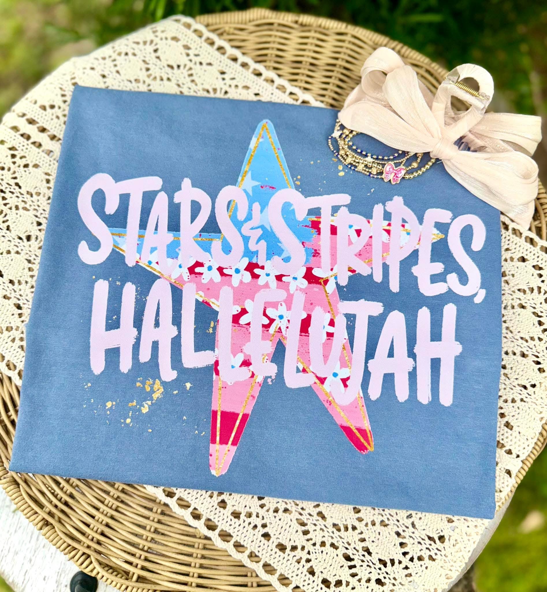 Stars & Stripes Hallelujah - Denim Tee