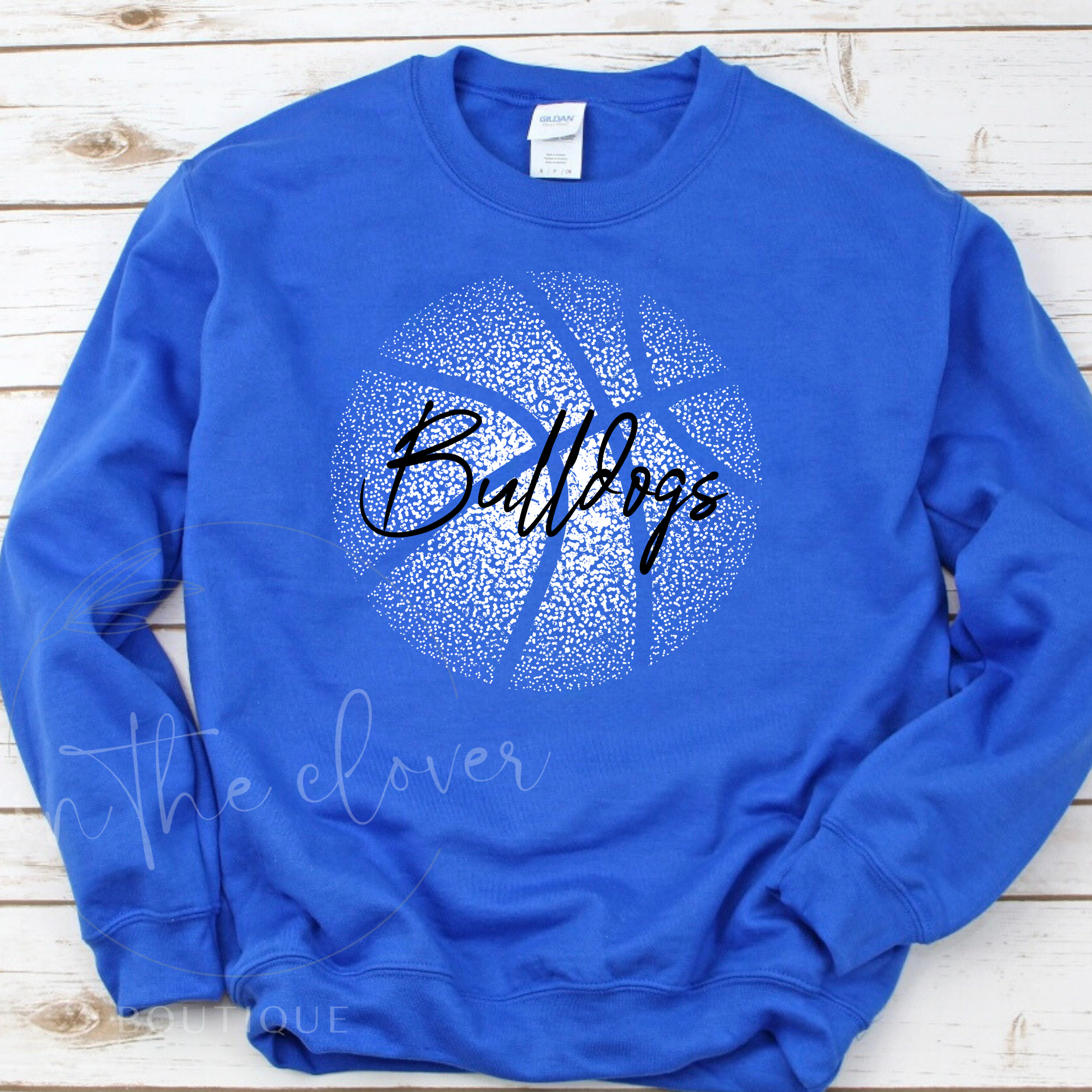 Dotted Bulldogs Basketball Royal Blue Crewneck