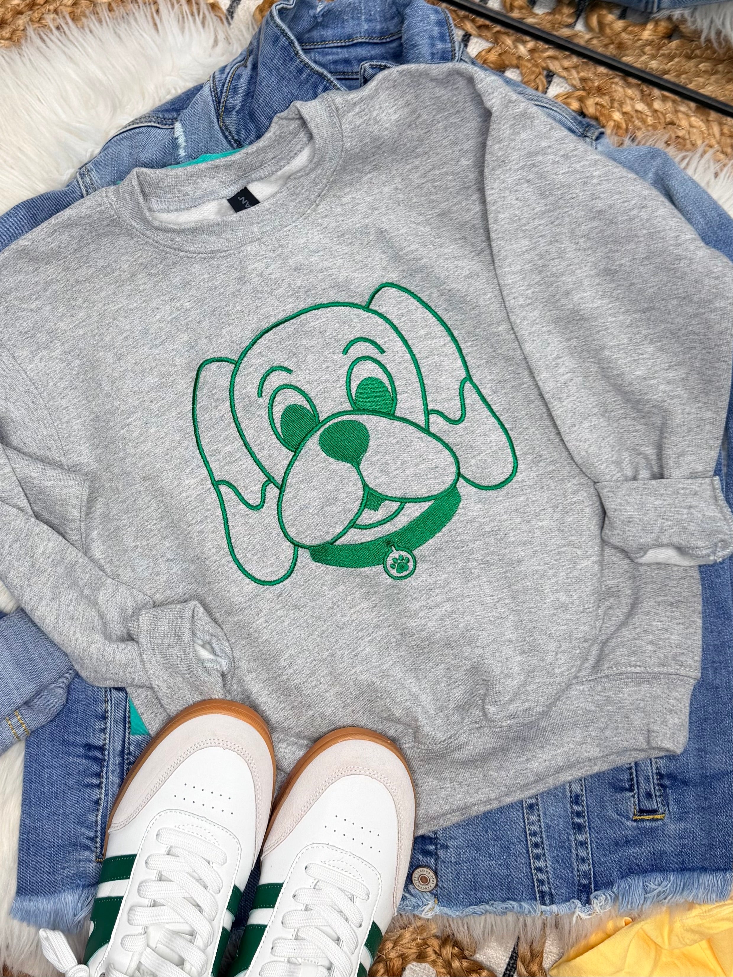 Embroidered Spoofy Silhouette Crewneck Sweatshirt