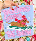 Dachshund Through the Snow - Light Blue Tee