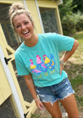 Floral Chicken - Mint Tee