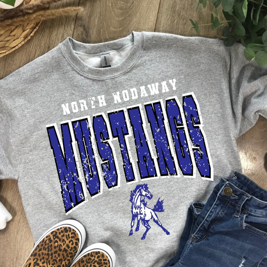 North Nodaway Mustangs Distressed Crewneck