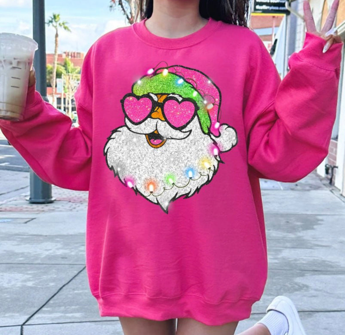 Jolly Santa Pink Crewneck