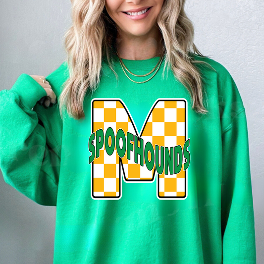 Maryville Spoofhounds Checkered Kelly Green Crewneck